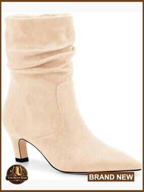 Slouchy Ankle Boots Kitten Heel Pointed Toe Side Zipper Cushioned Insole